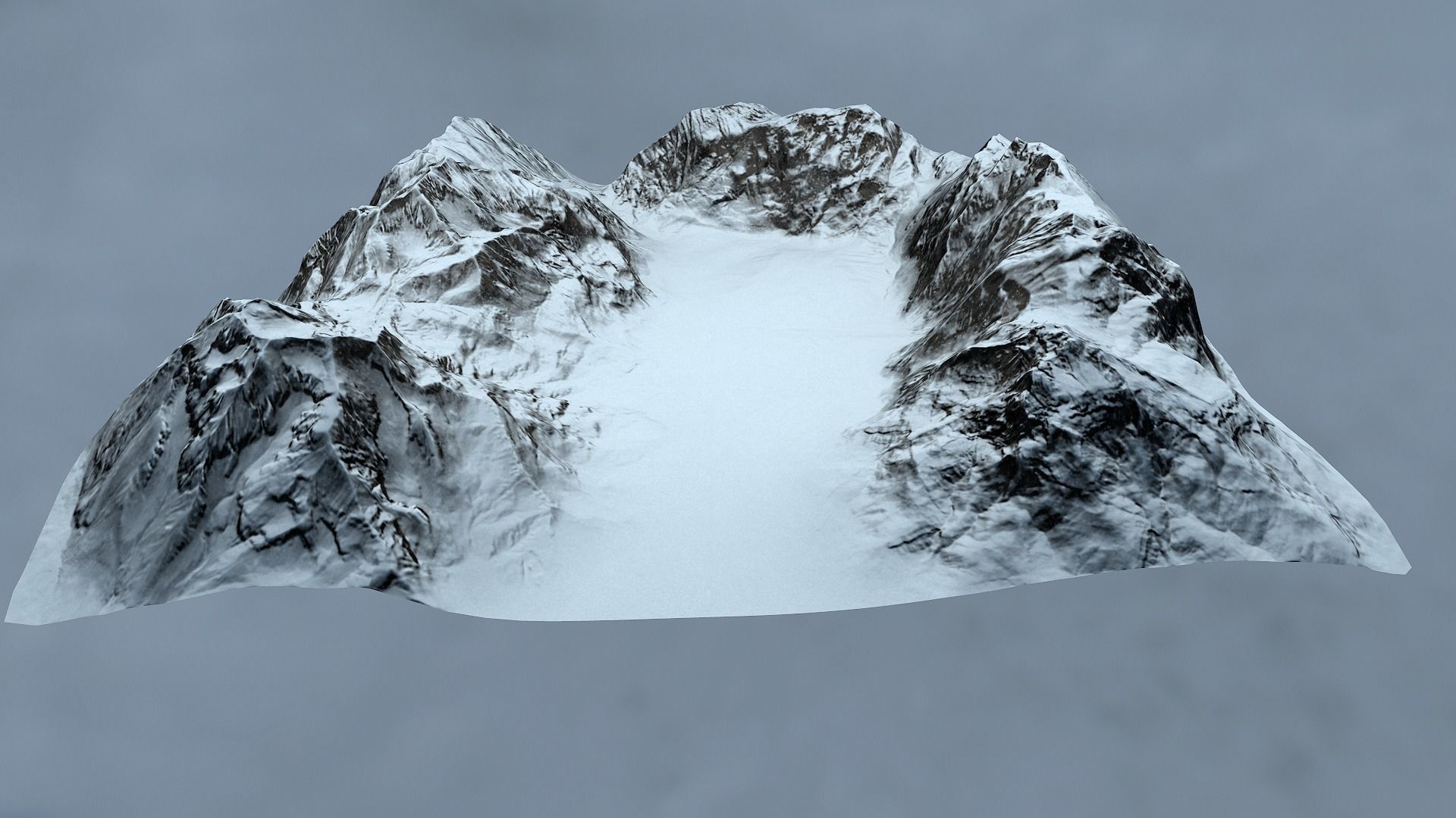 Snowy Mountain Terrain Low-poly 3D model_5