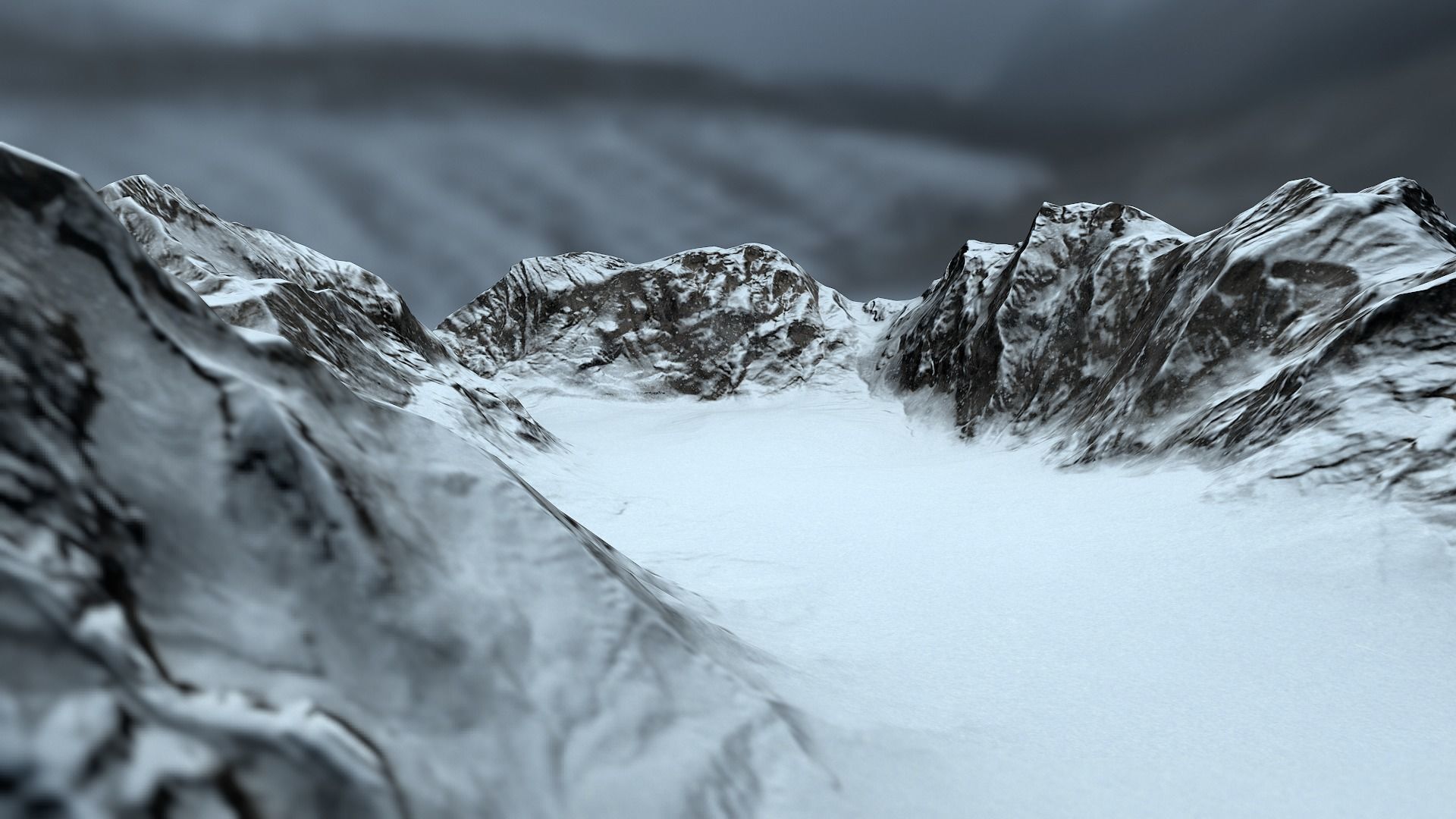 Snowy Mountain Terrain Low-poly 3D model_2