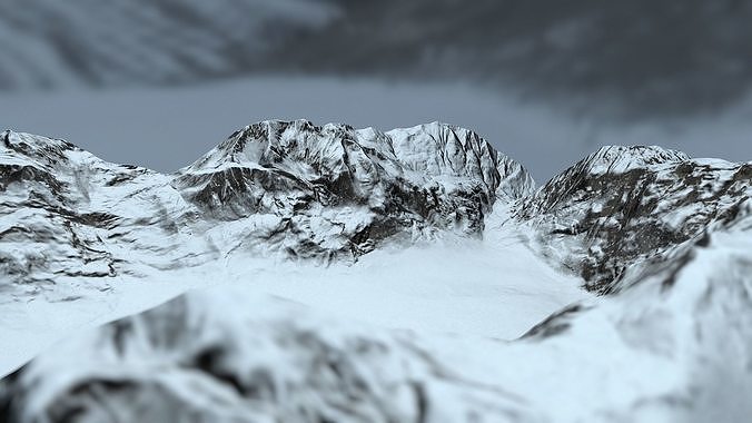 Snowy Mountain Terrain Low-poly 3D model