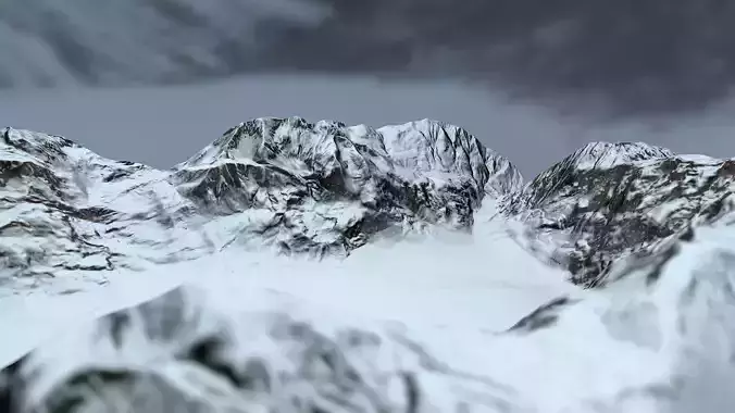 Snowy Mountain Terrain Low-poly 3D model