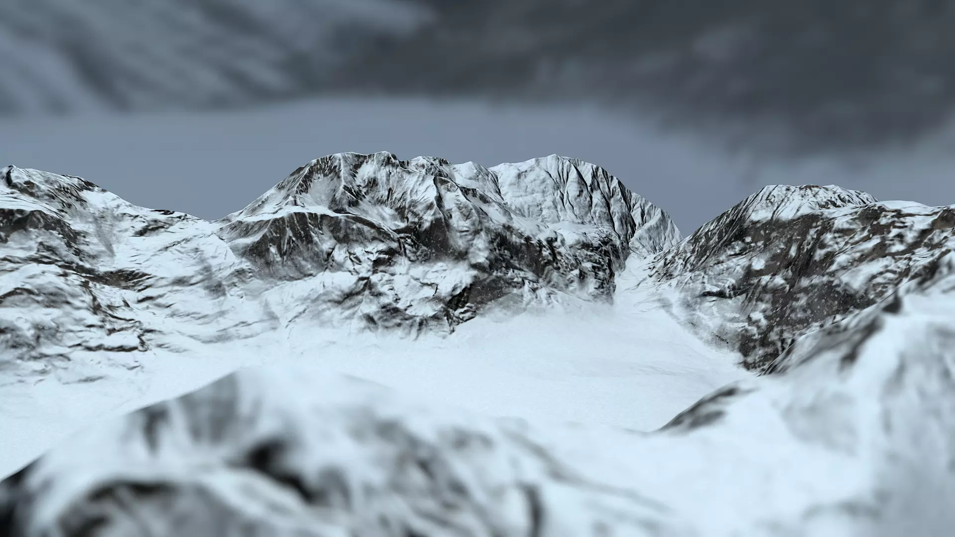 Snowy Mountain Terrain Low-poly 3D model_0