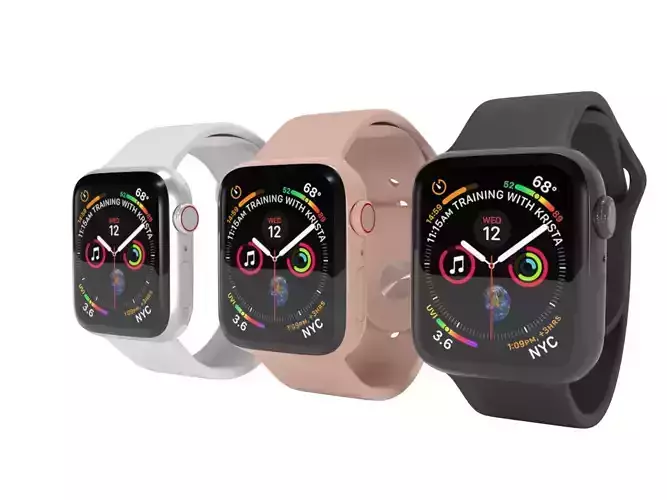 Apple Watch 4 Series Space Gray Silver Gold 3D Model Collection