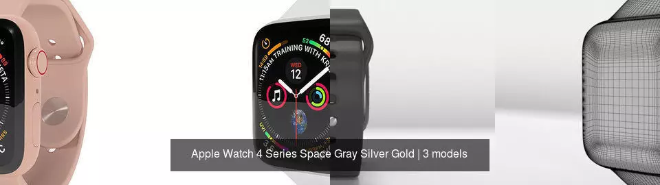 Apple Watch 4 Series Space Gray Silver Gold 3D Model Collection_1