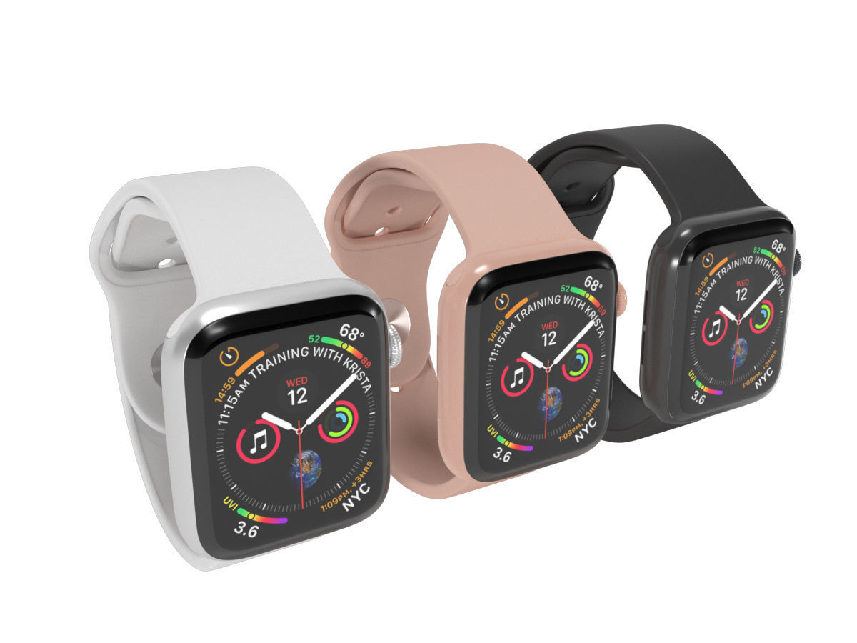 Apple Watch 4 Series Space Gray Silver Gold 3D Model Collection_2