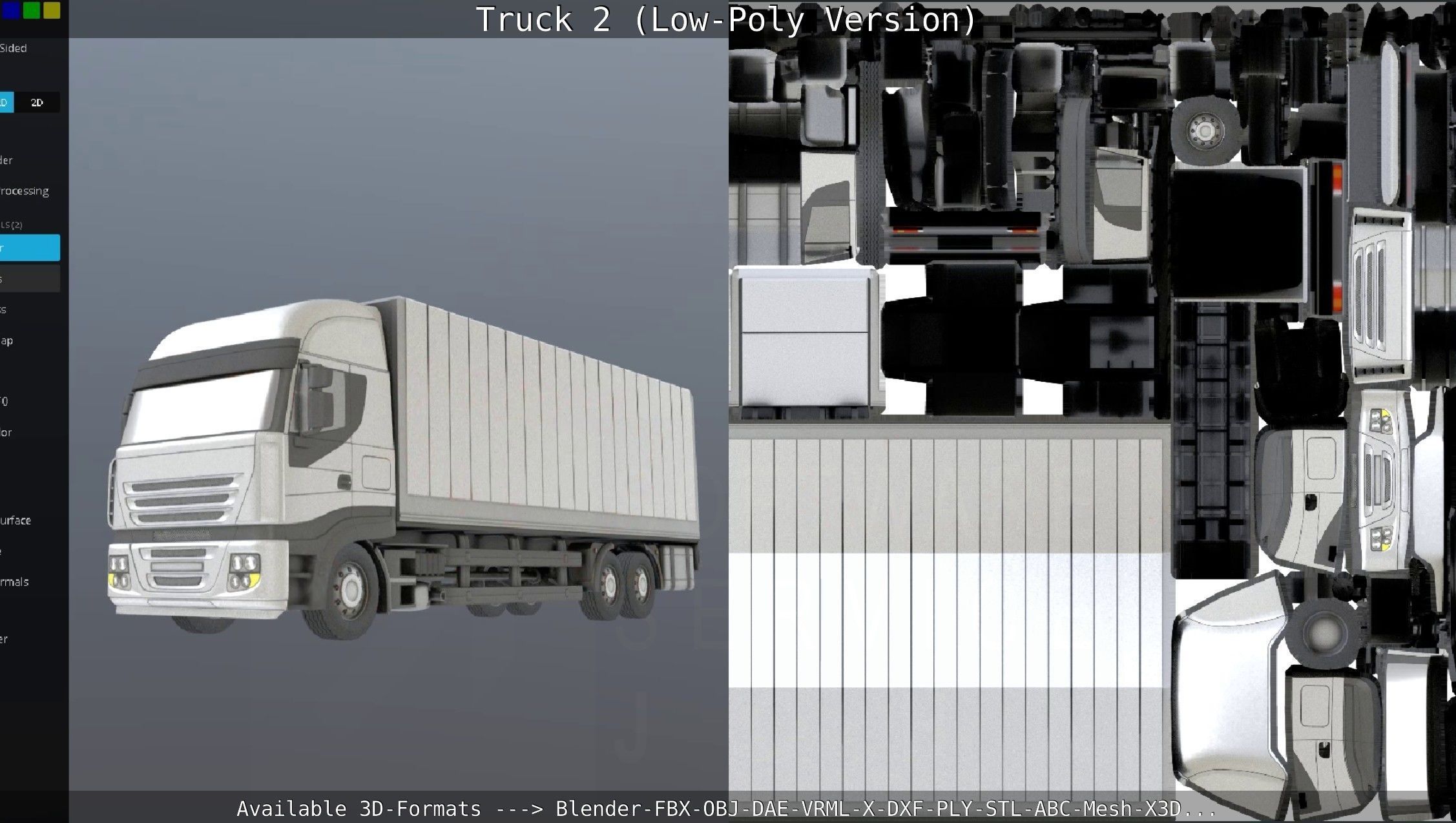 Truck 2 - Low Poly Version Low-poly 3D model_124