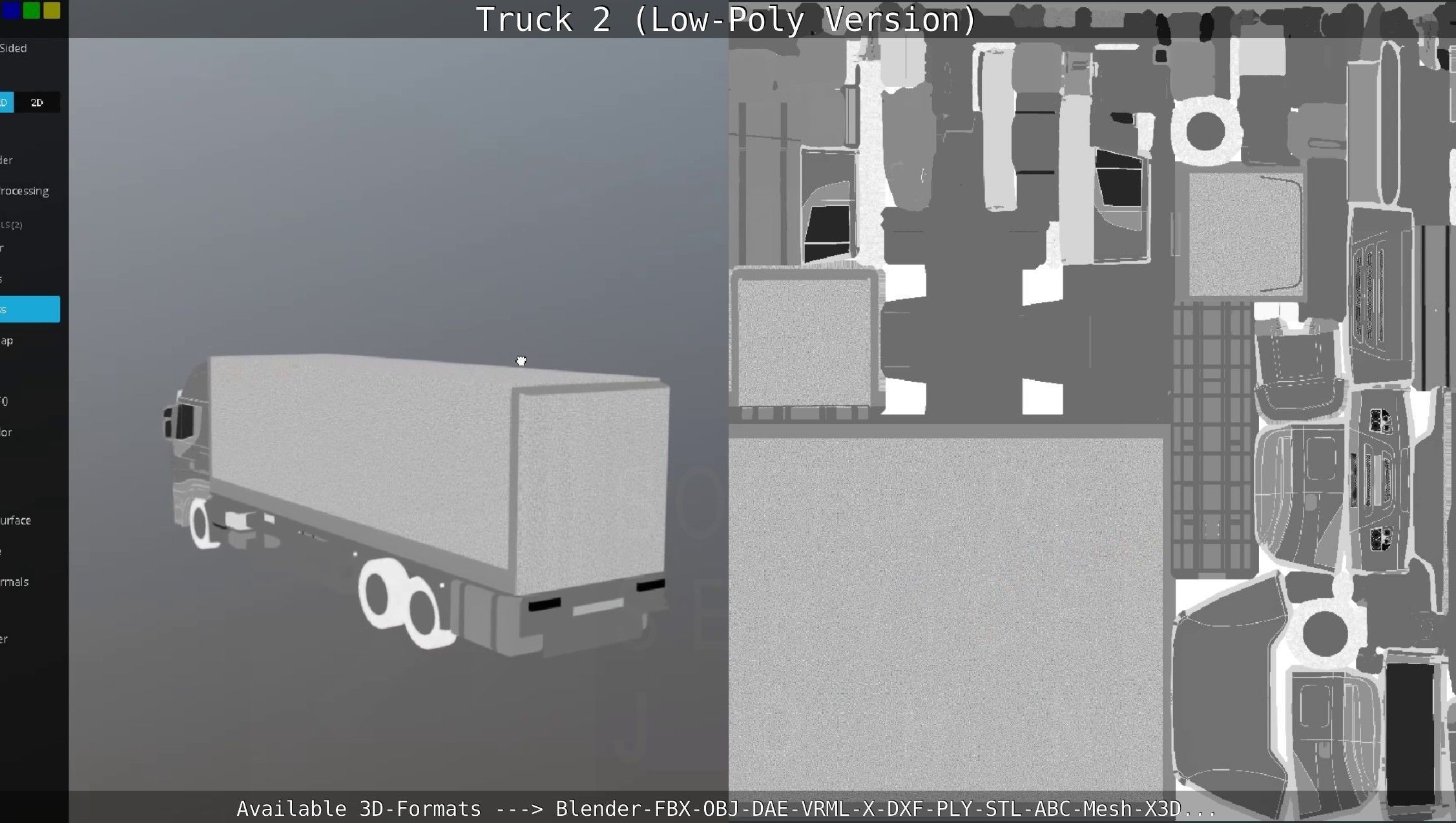 Truck 2 - Low Poly Version Low-poly 3D model_136