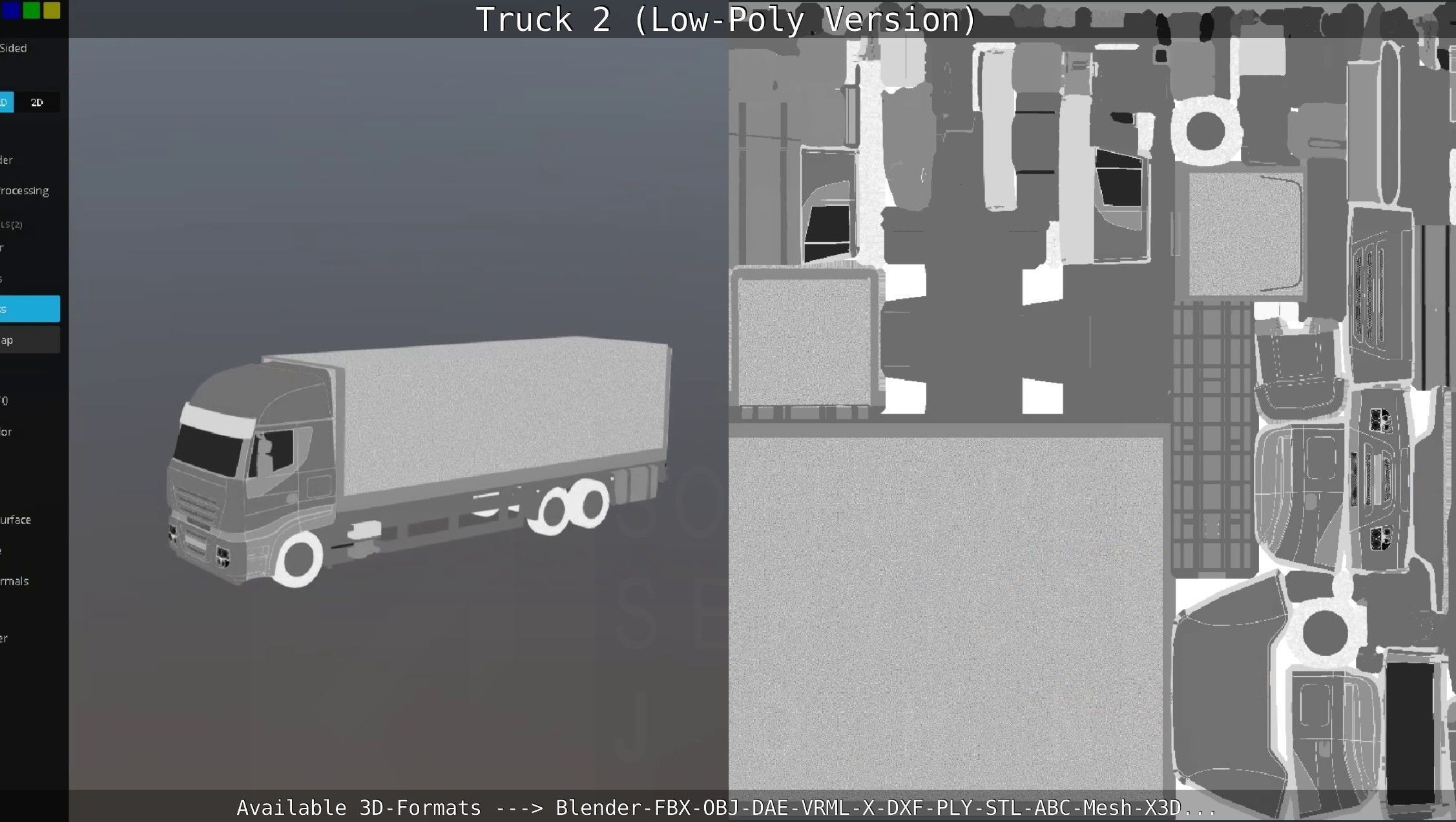 Truck 2 - Low Poly Version Low-poly 3D model_140