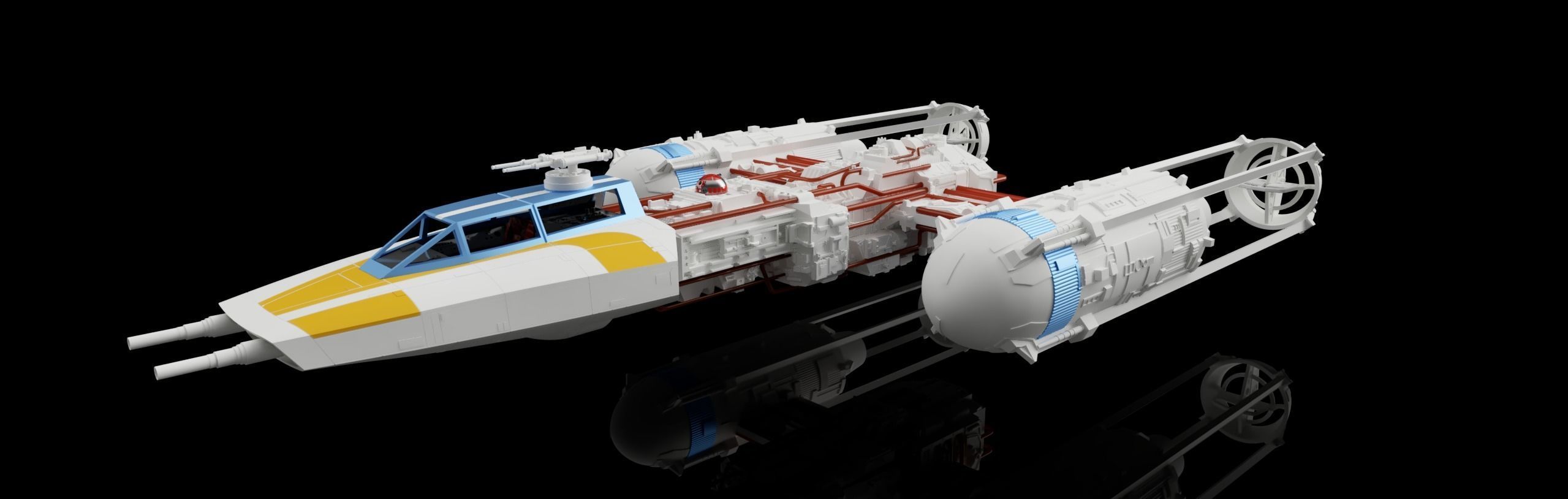 BTL-A4 Y-wing starfighter 3D print model_12