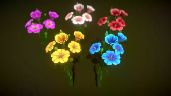 Flower Flax Low-poly 3D model