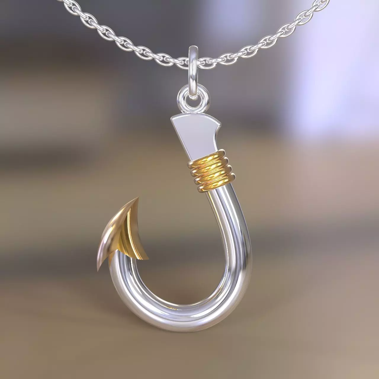 Fish Hook pendant  3D print model_0
