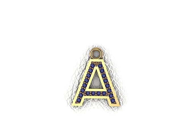 Alphabet Collection cross pendant with sapphires 3D print model
