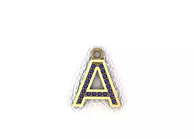 Alphabet Collection cross pendant with sapphires 3D print model