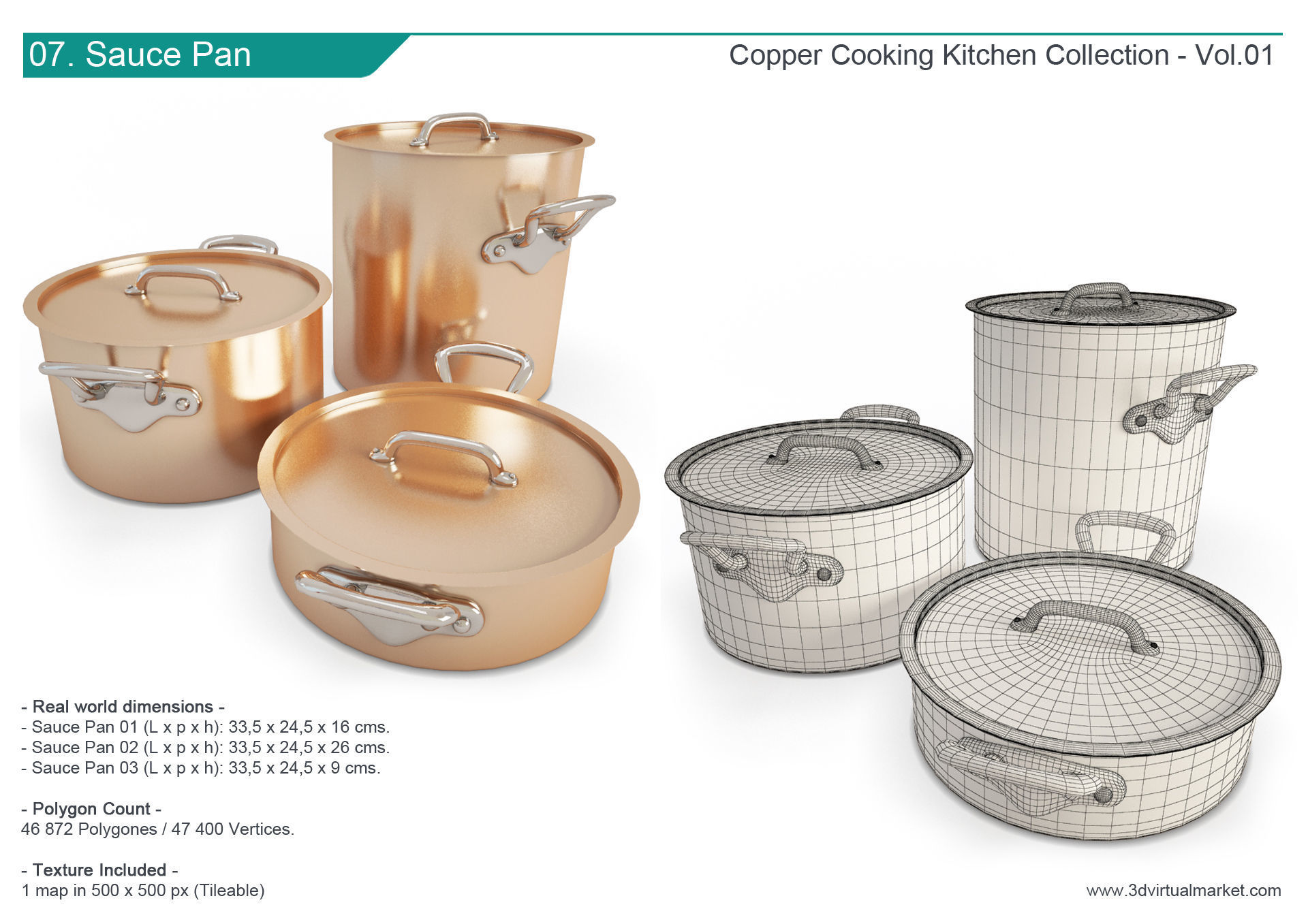 Copper Cooking Tools Collection 3D model_7