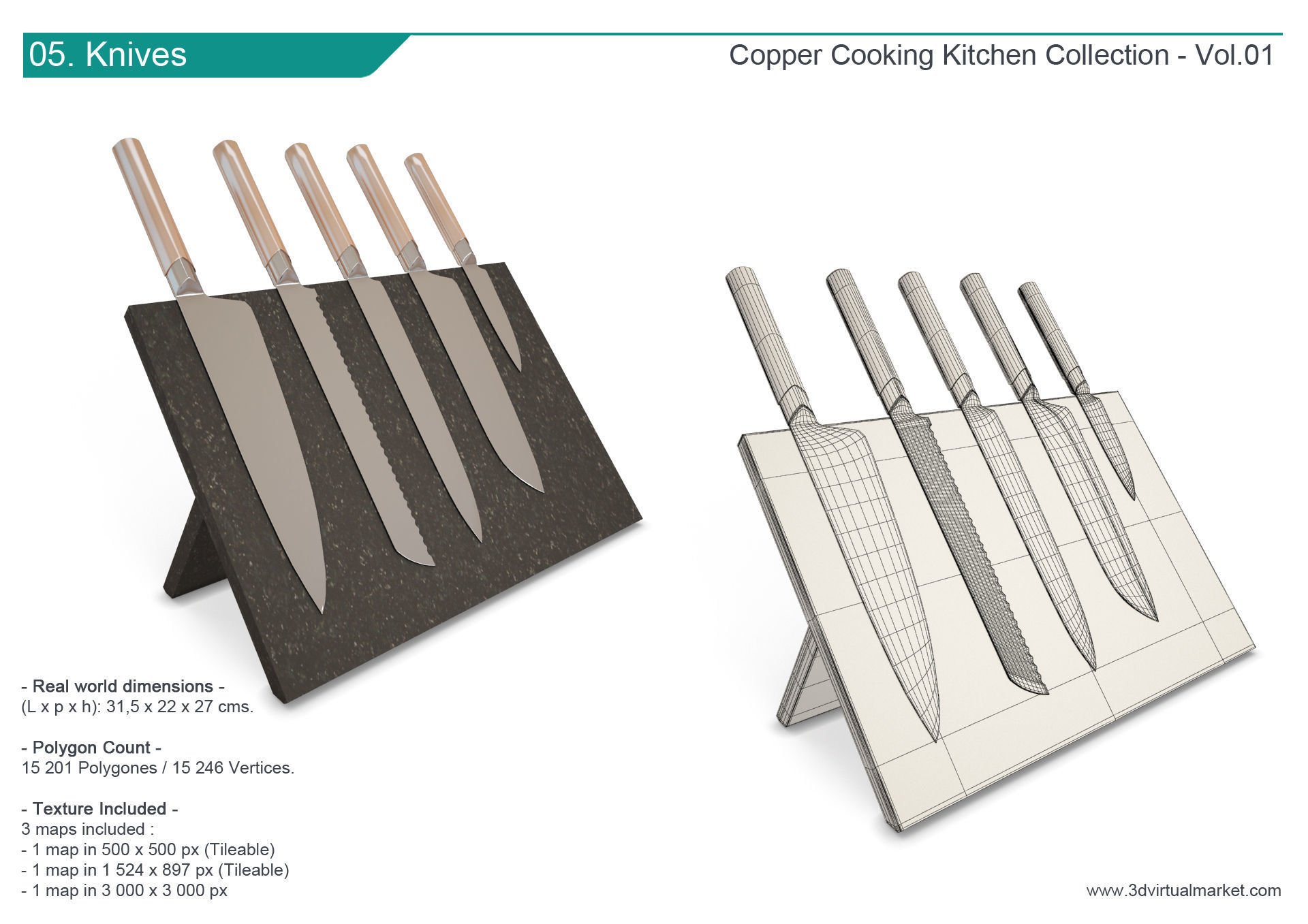 Copper Cooking Tools Collection 3D model_5