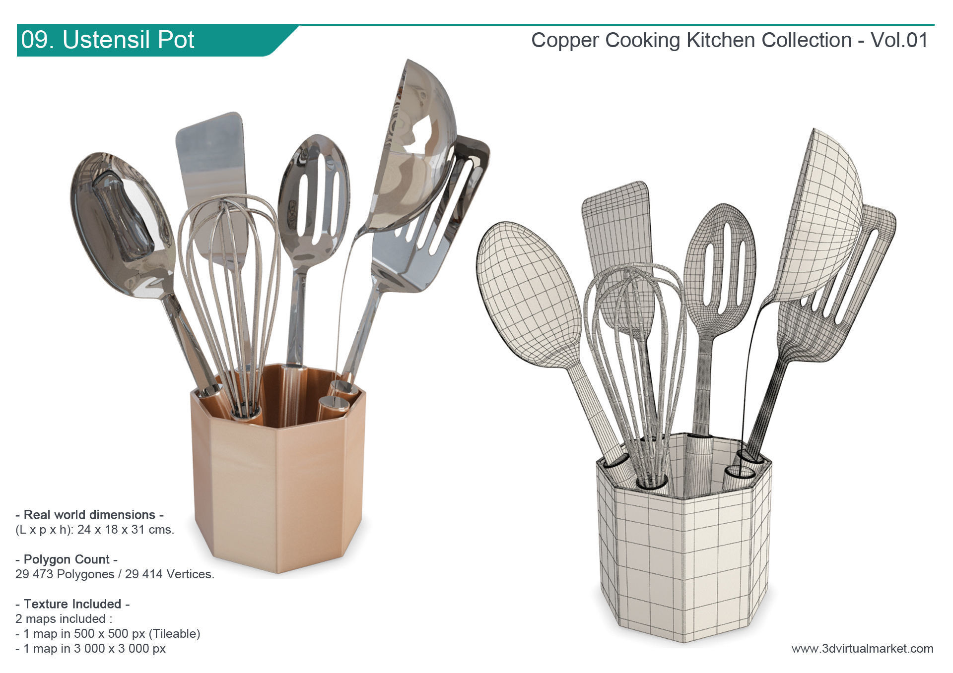 Copper Cooking Tools Collection 3D model_9