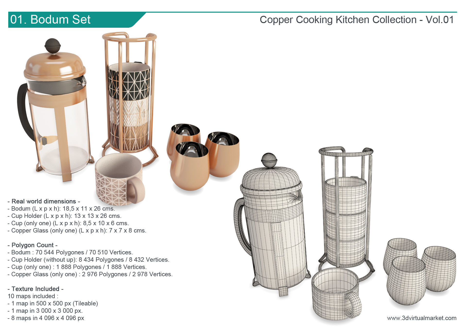 Copper Cooking Tools Collection 3D model_2