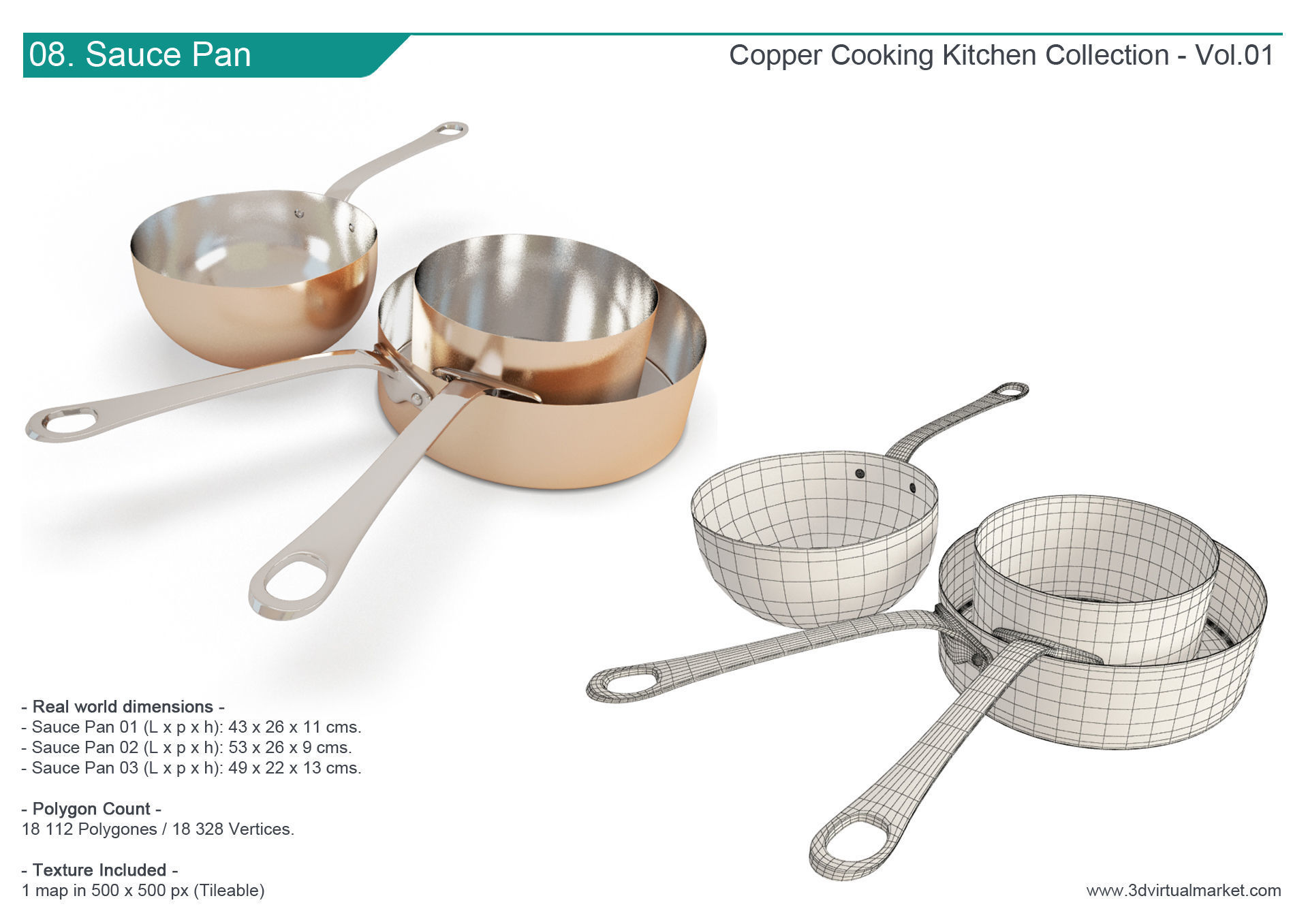 Copper Cooking Tools Collection 3D model_8