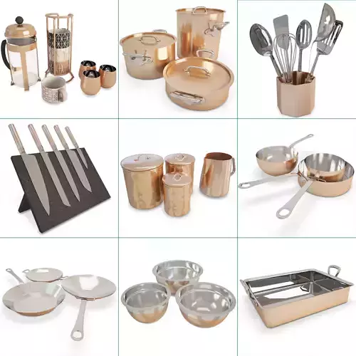 Copper Cooking Tools Collection 3D model