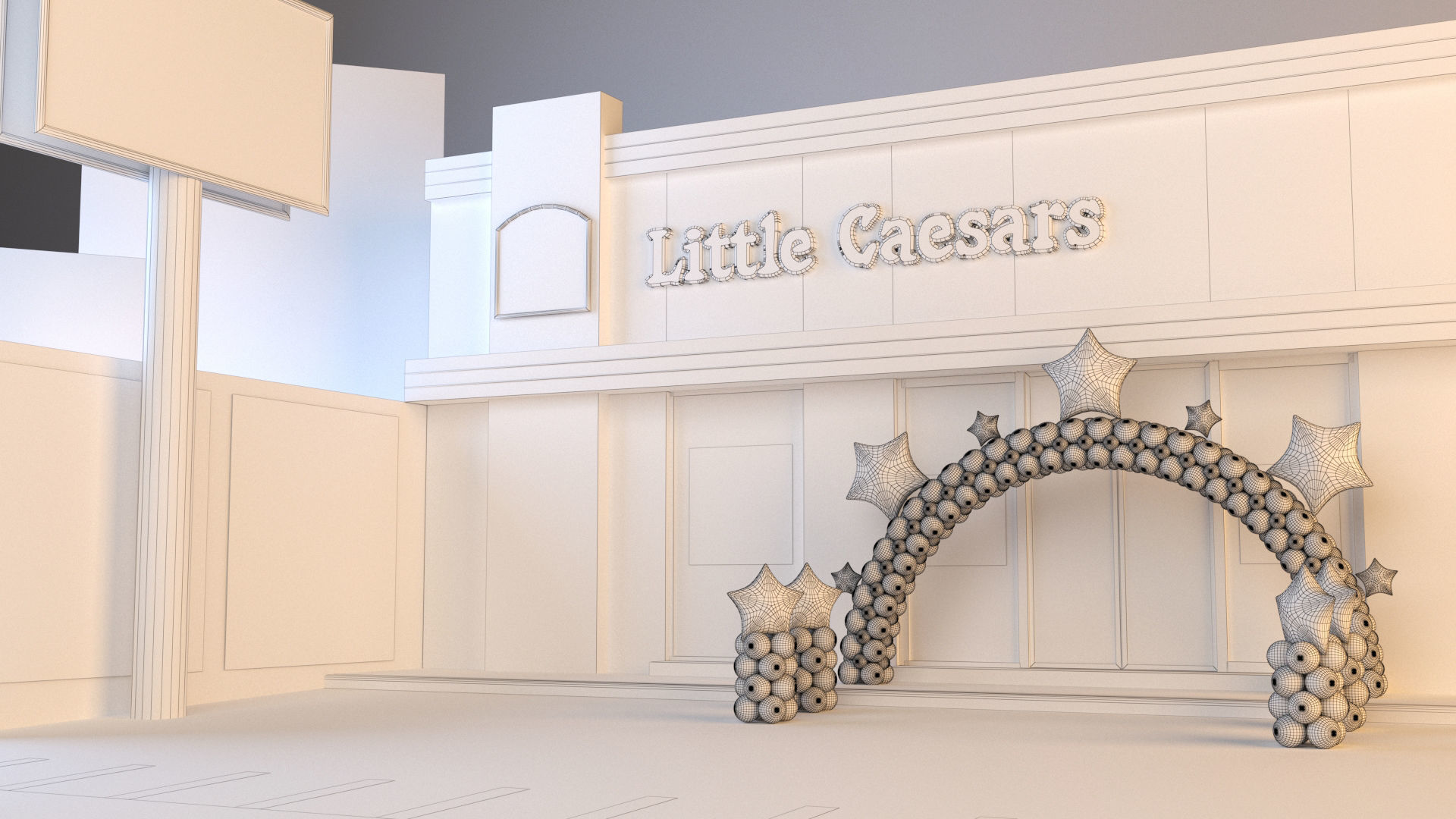 Little Caesars restaurant with Balloons Arch 3D model_13