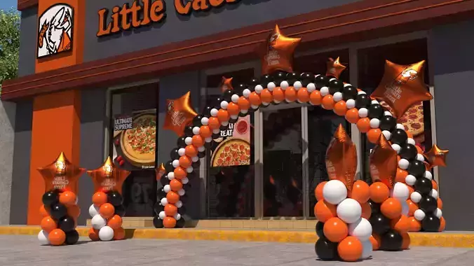 Little Caesars restaurant with Balloons Arch