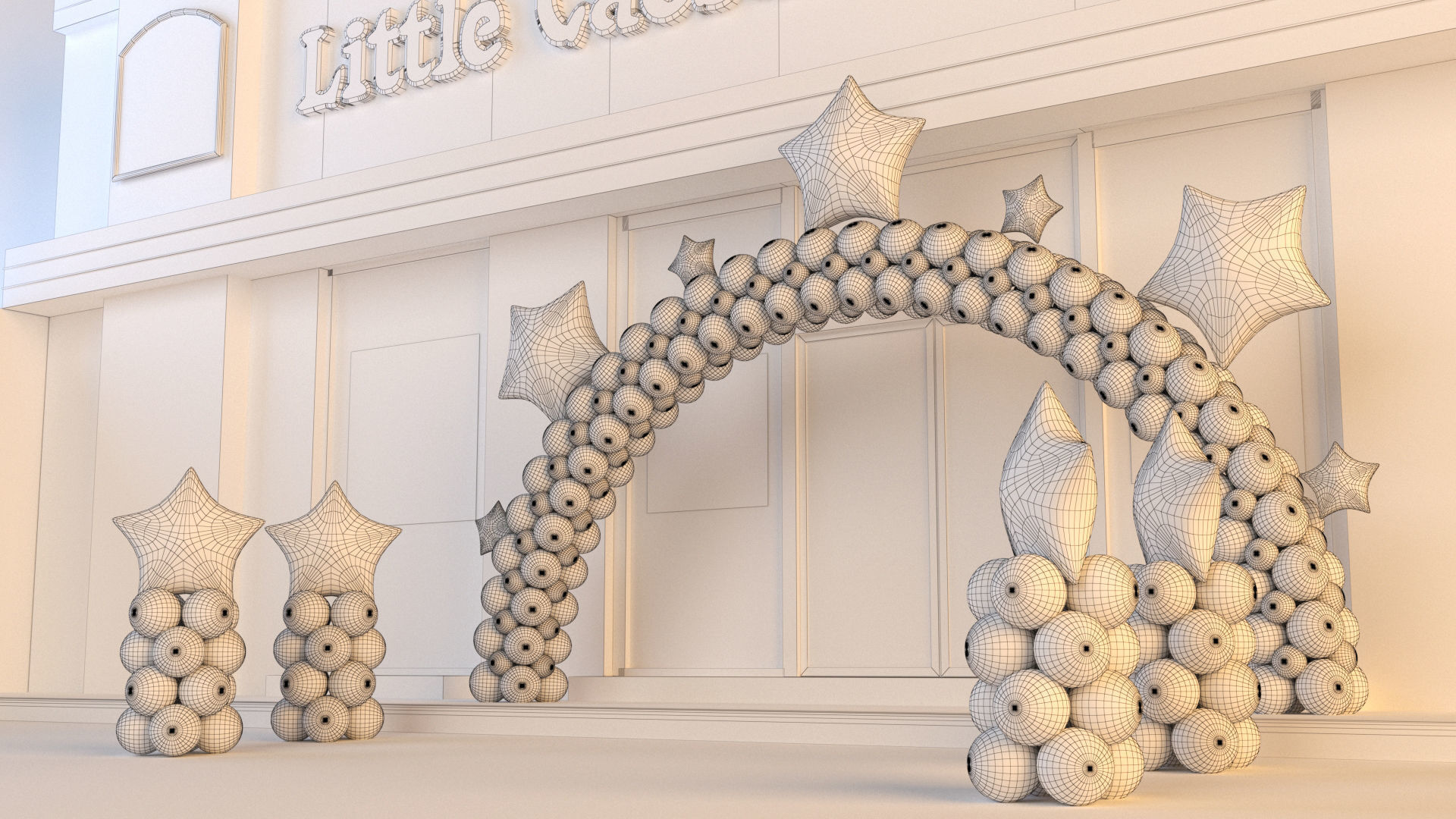 Little Caesars restaurant with Balloons Arch 3D model_12
