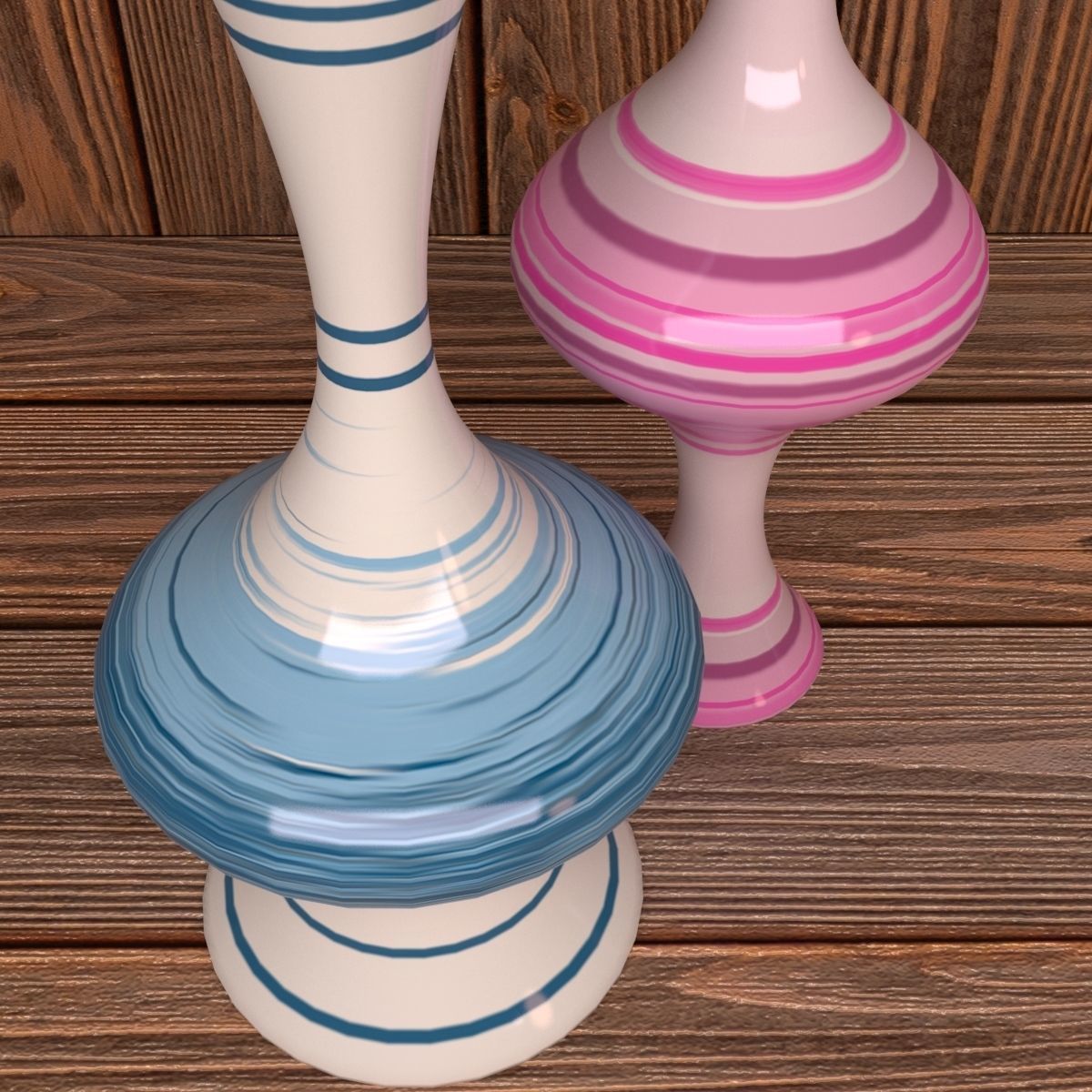 colorful modern vase set Free 3D model_1