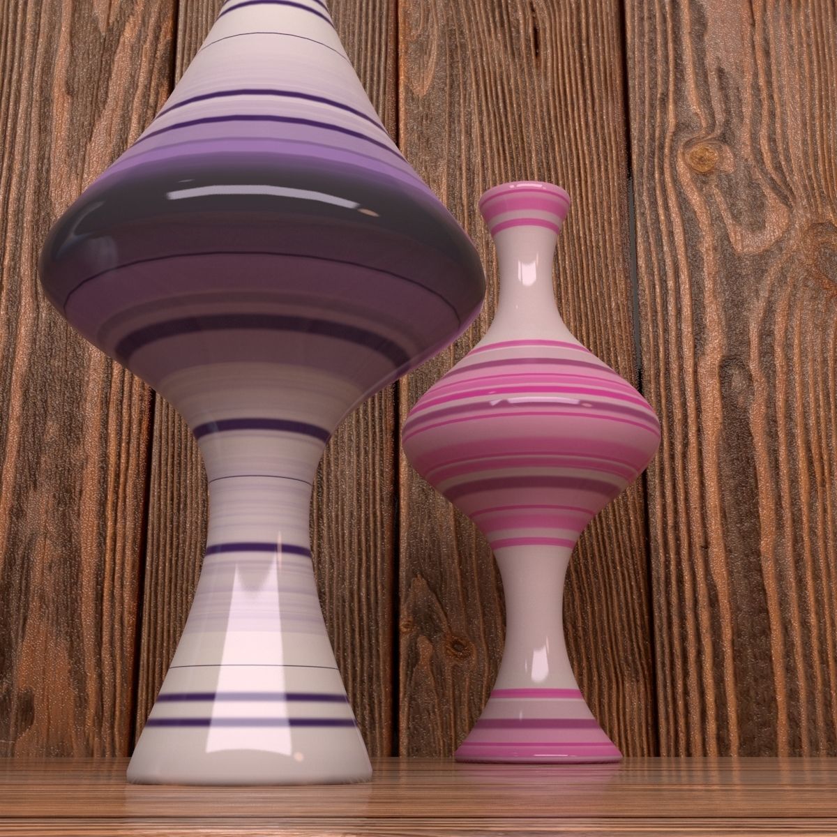 colorful modern vase set Free 3D model_2