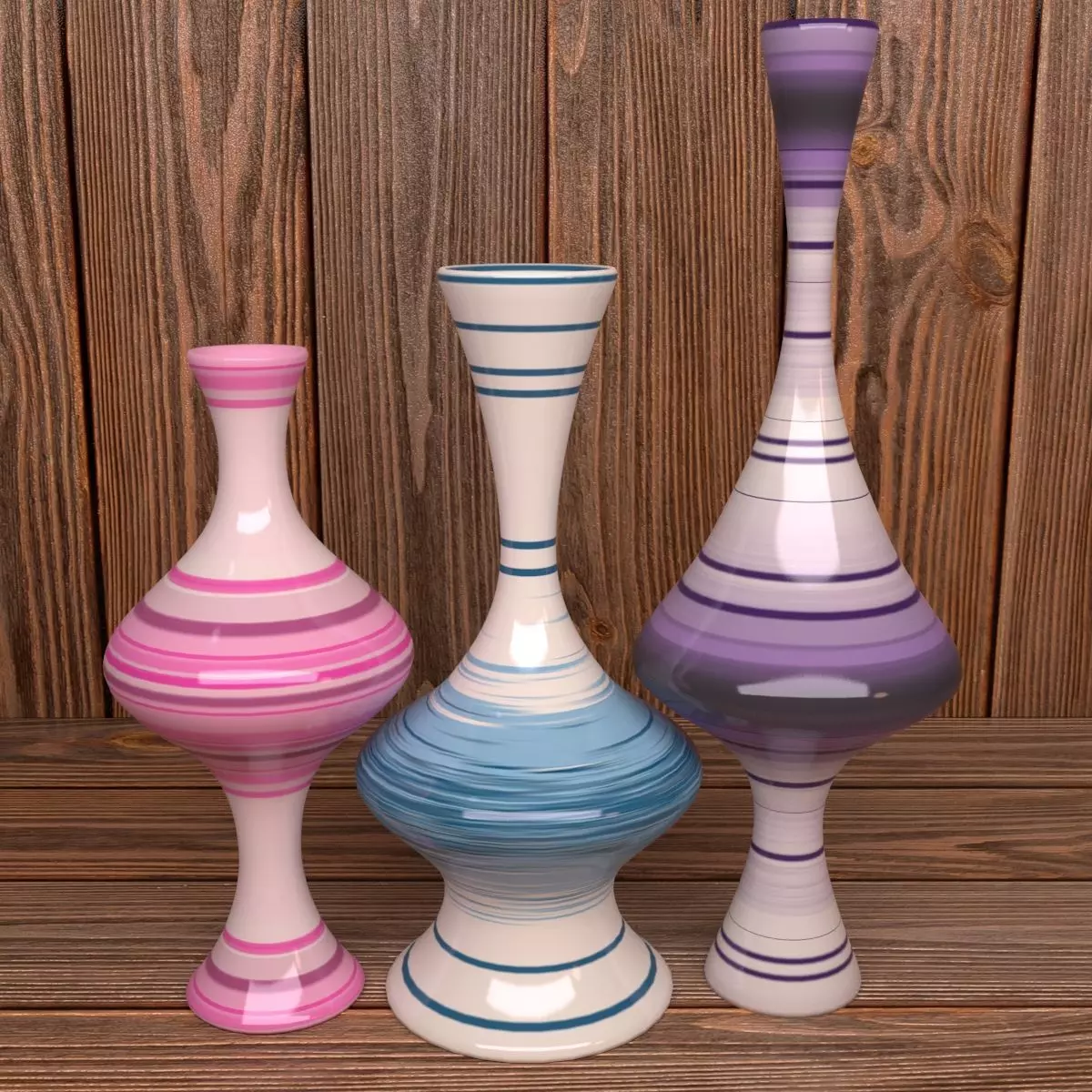colorful modern vase set Free 3D model_0