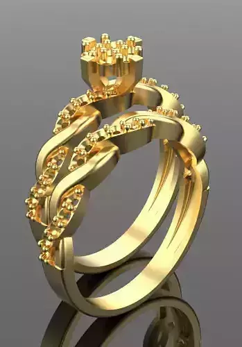 Weaving-Twisted  Engagement ring Silver Gold  Print 