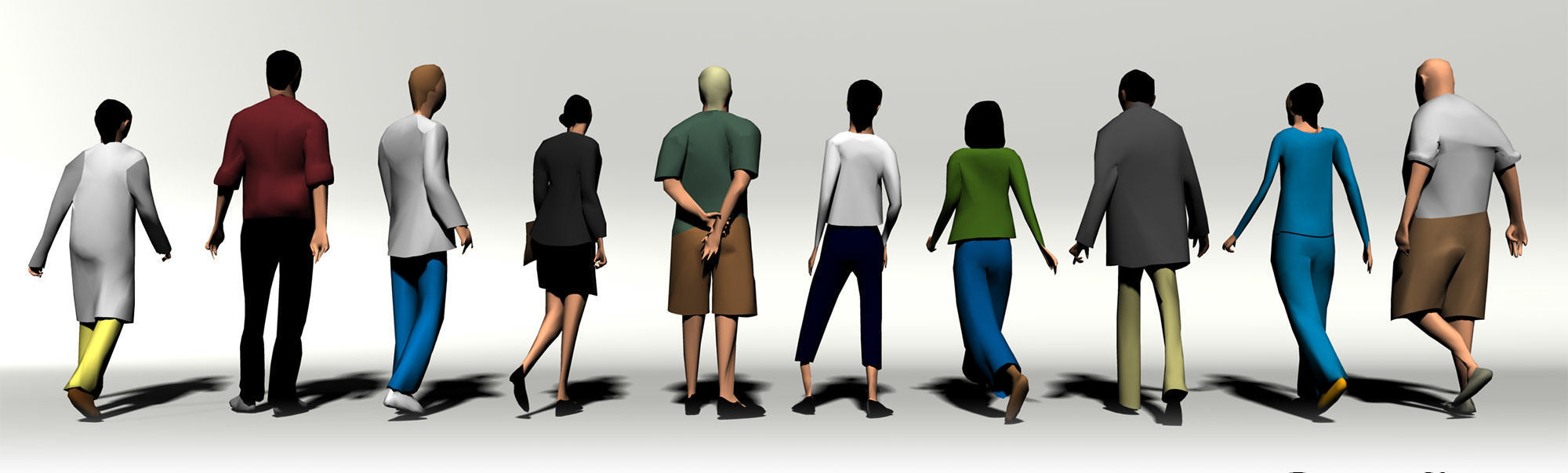 Low Poly People textured pack different Low-poly 3D model_6