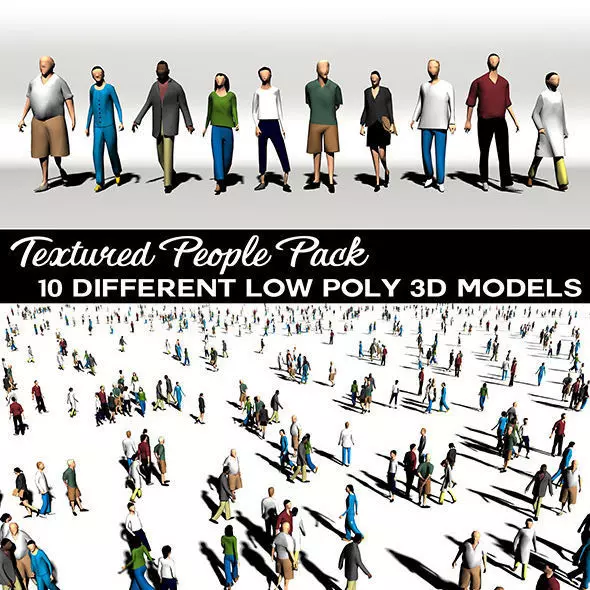 Low Poly People textured pack different Low-poly 3D model_0