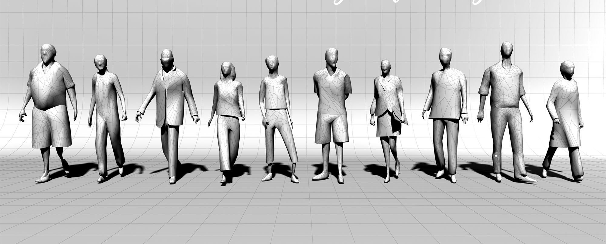 Low Poly People textured pack different Low-poly 3D model_5