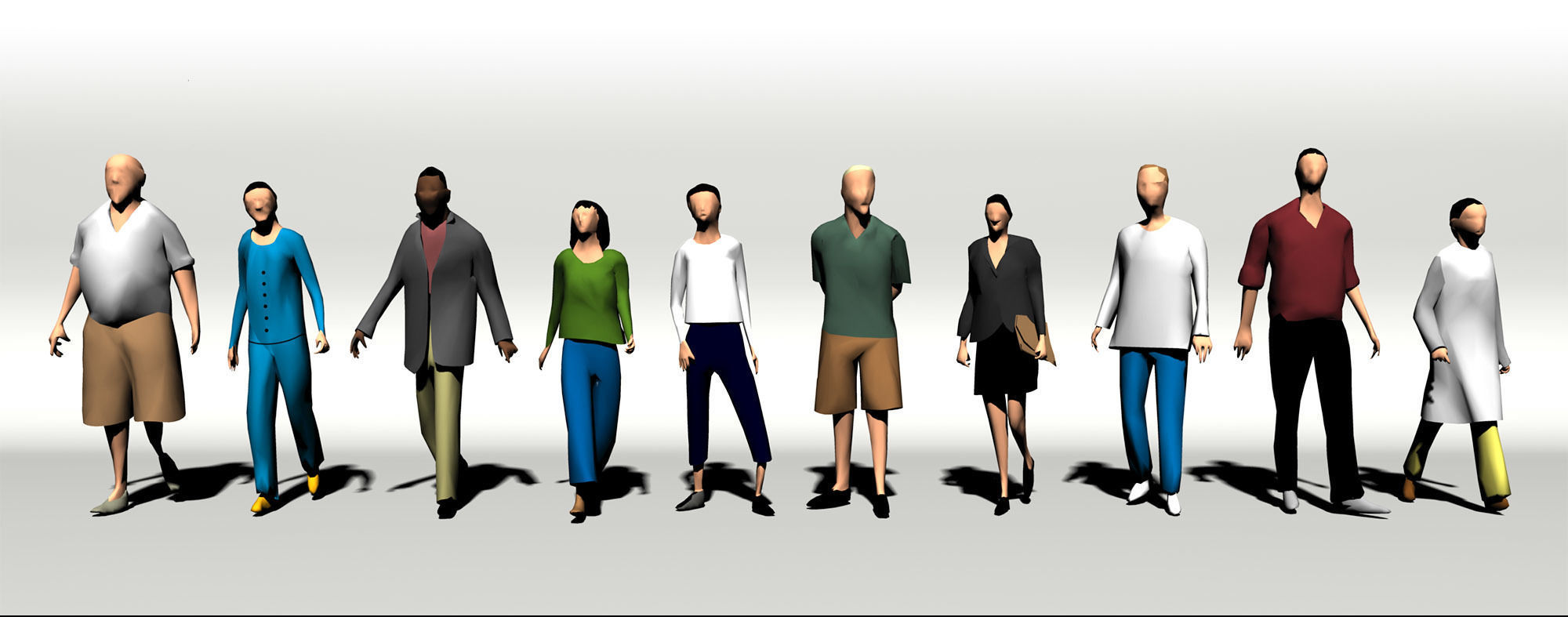 Low Poly People textured pack different Low-poly 3D model_4