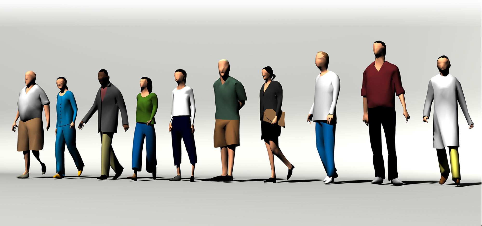 Low Poly People textured pack different Low-poly 3D model_1