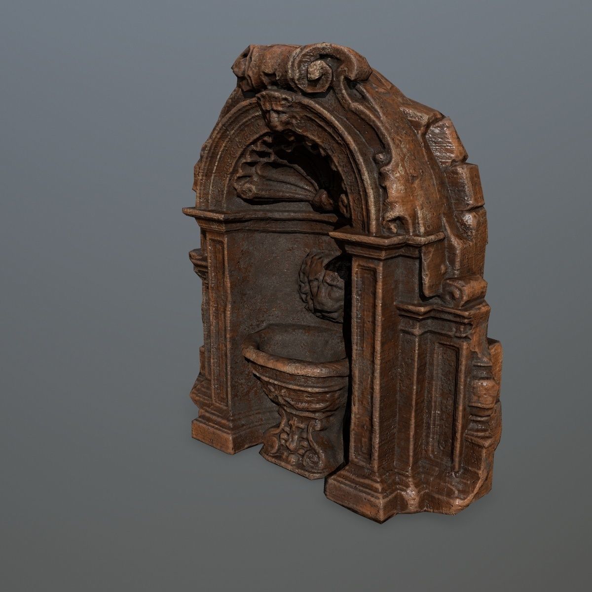 Fountain ornate toilet Low-poly 3D model_6