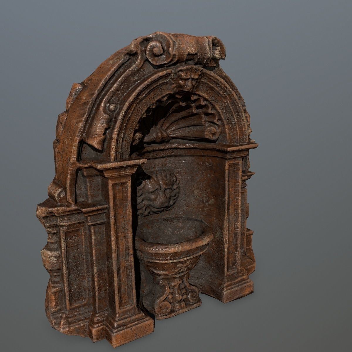 Fountain ornate toilet Low-poly 3D model_1