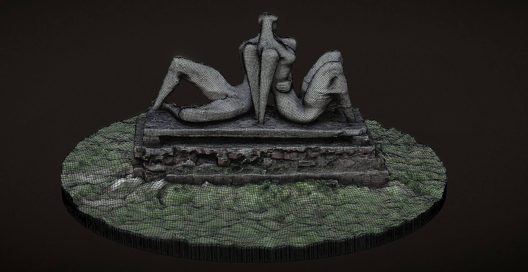 Sculpture Lovers Photogrammetry Retopology Corona  Max Scene 3D model_8