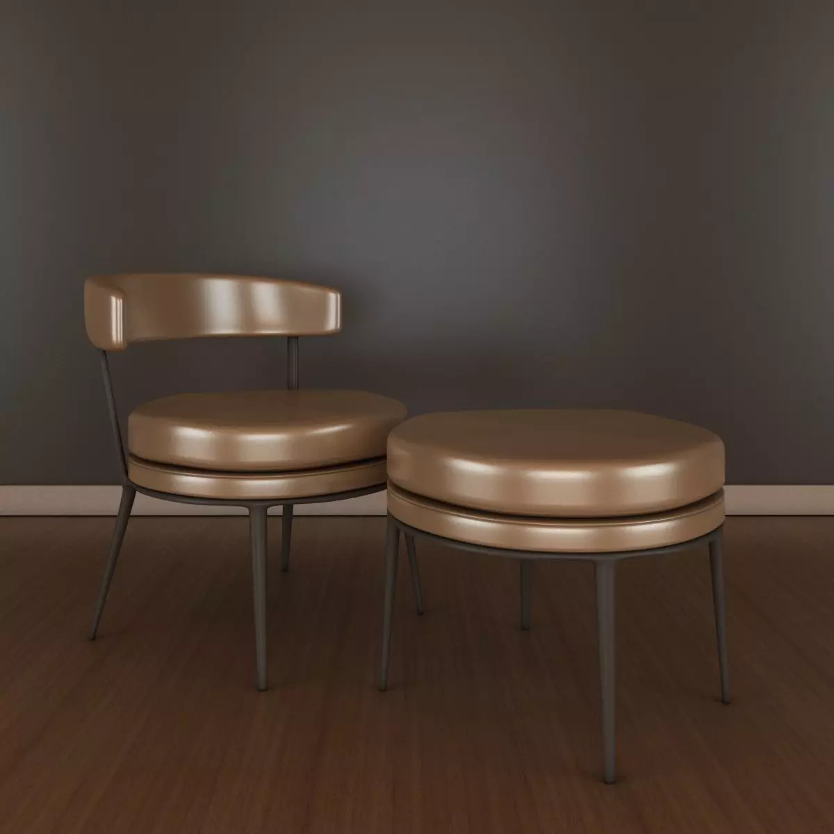 Chair and ottoman Free 3D model