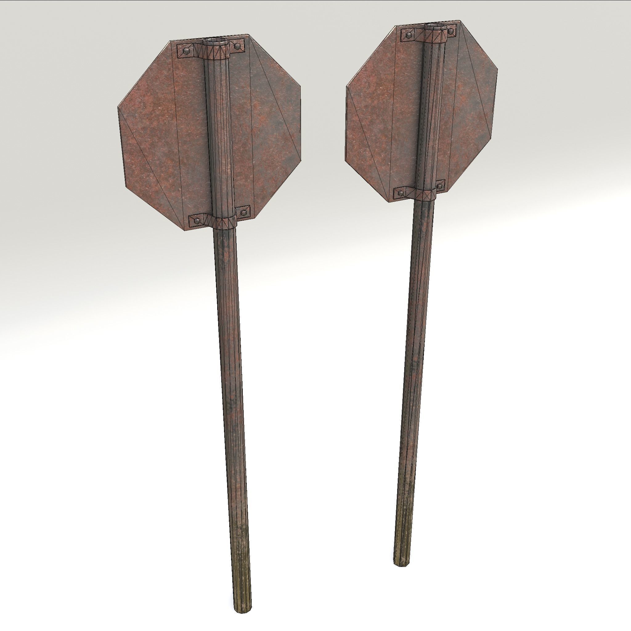 Game-ready Stop sign rusty Unity Unreal Engine  Low-poly 3D model_14