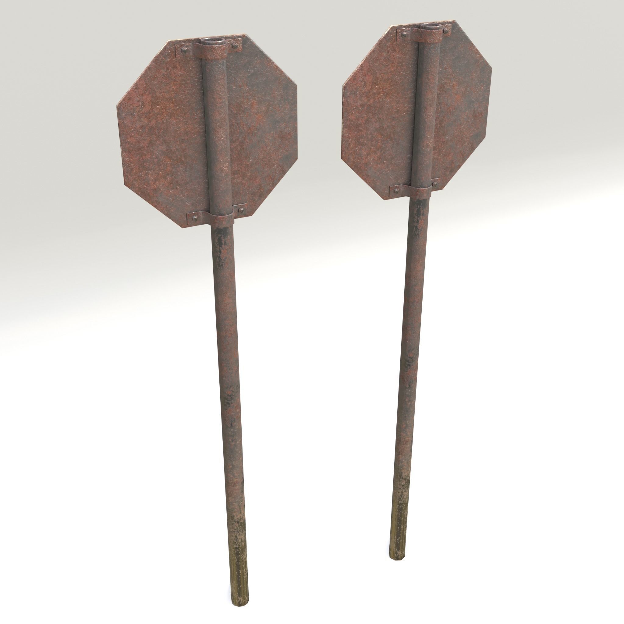 Game-ready Stop sign rusty Unity Unreal Engine  Low-poly 3D model_15