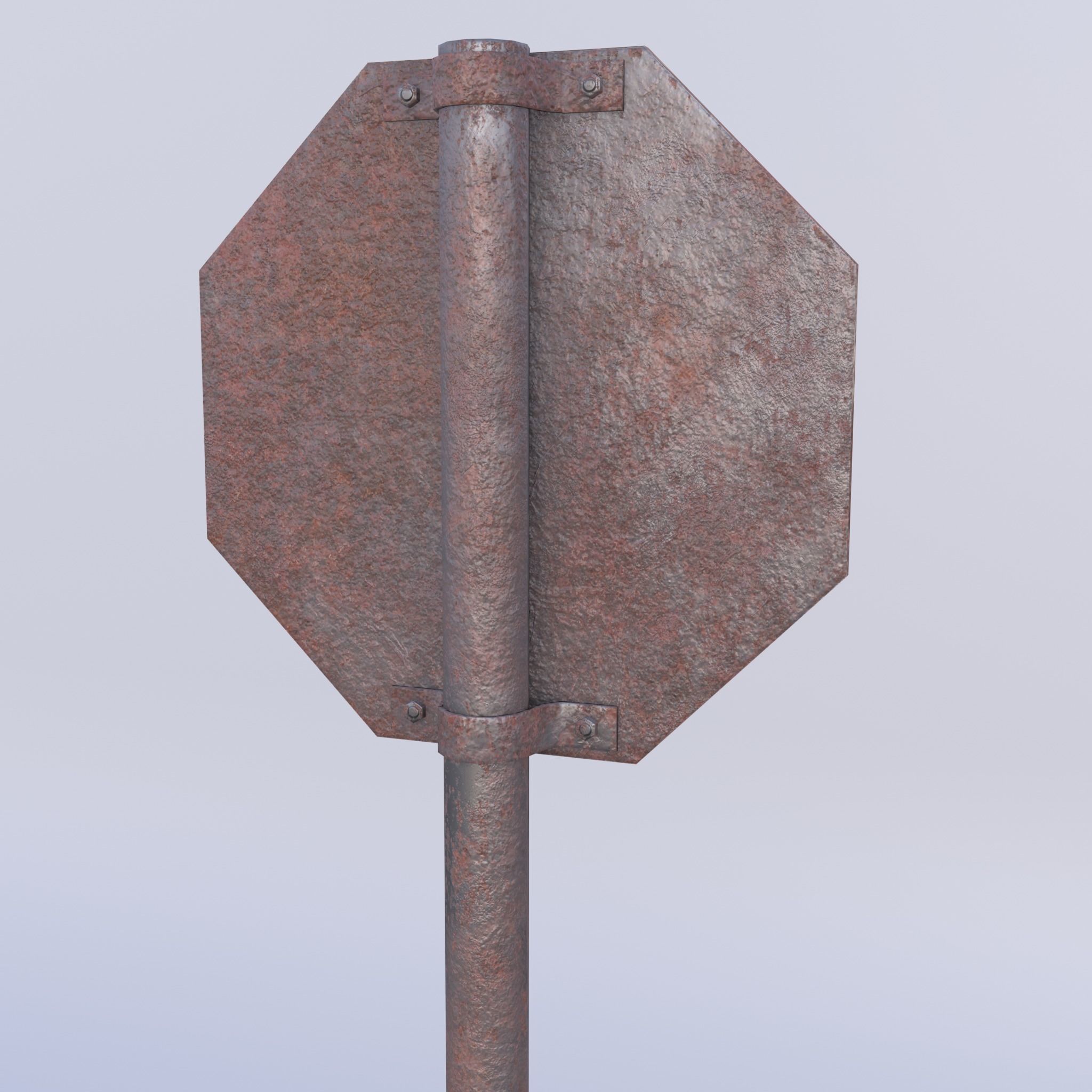 Game-ready Stop sign rusty Unity Unreal Engine  Low-poly 3D model_5