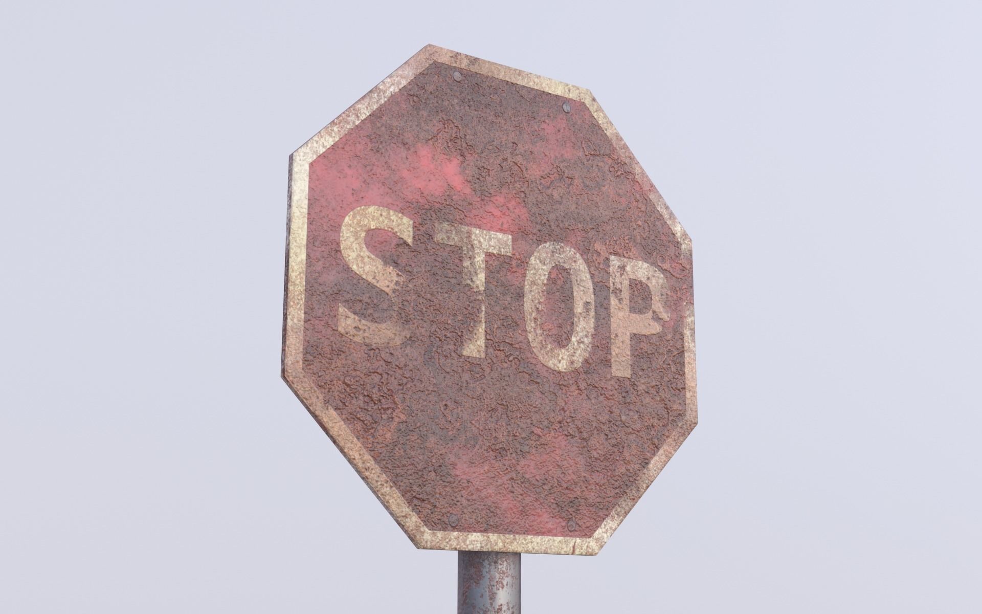 Game-ready Stop sign rusty Unity Unreal Engine  Low-poly 3D model_1