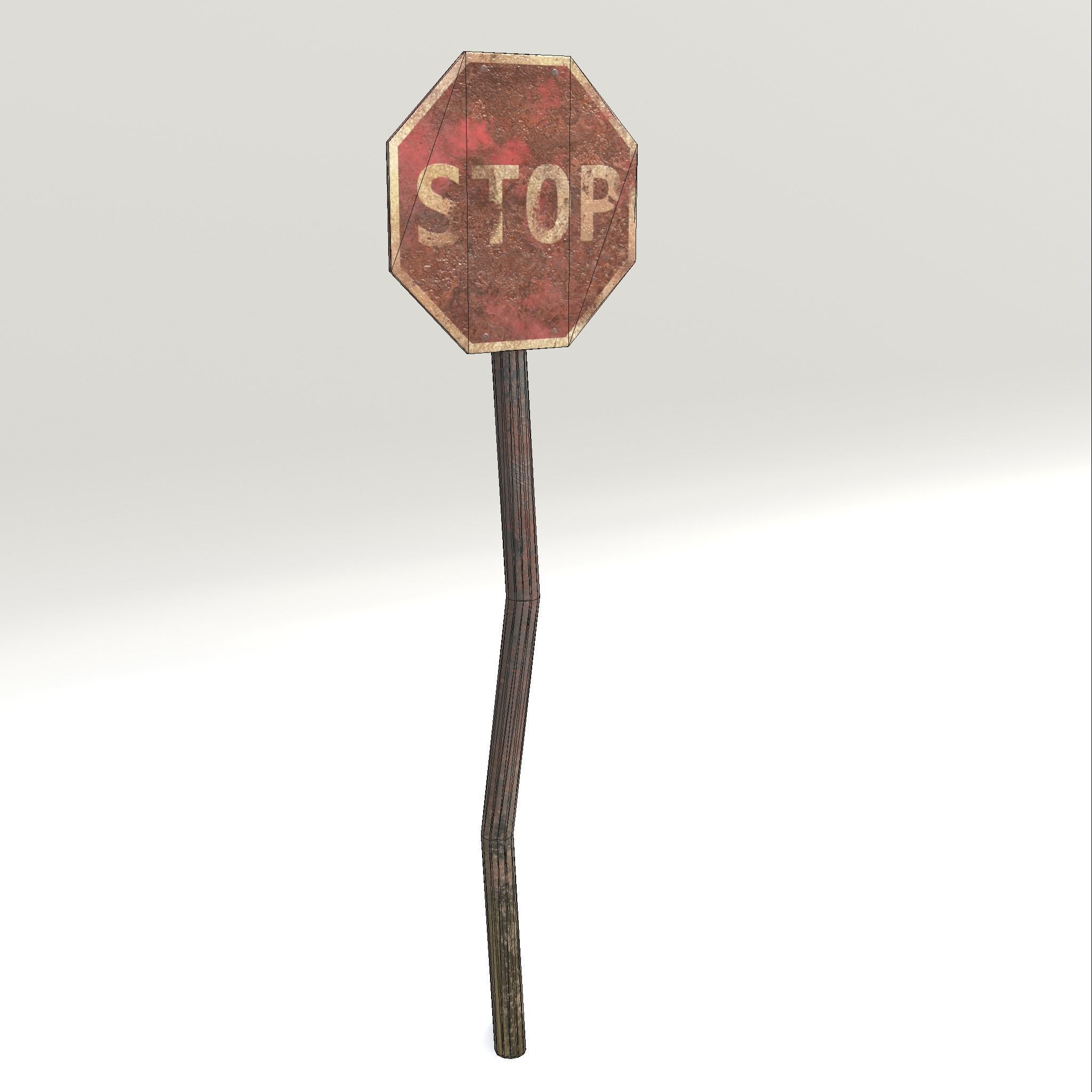 Game-ready Stop sign rusty Unity Unreal Engine  Low-poly 3D model_18