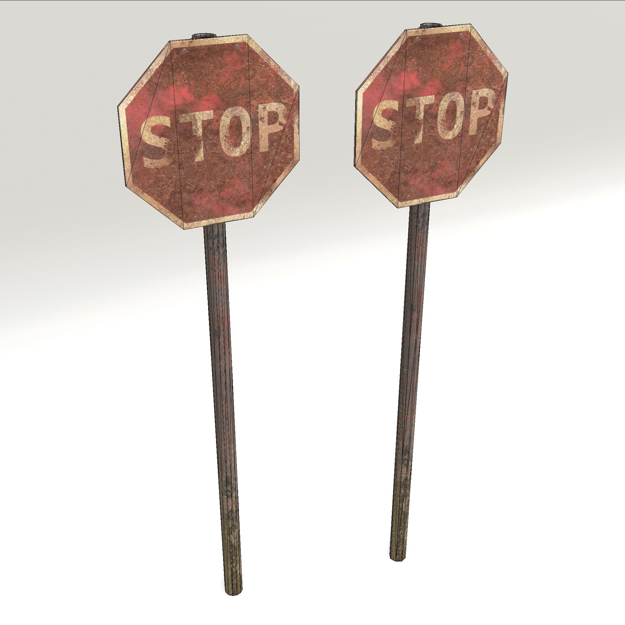 Game-ready Stop sign rusty Unity Unreal Engine  Low-poly 3D model_16