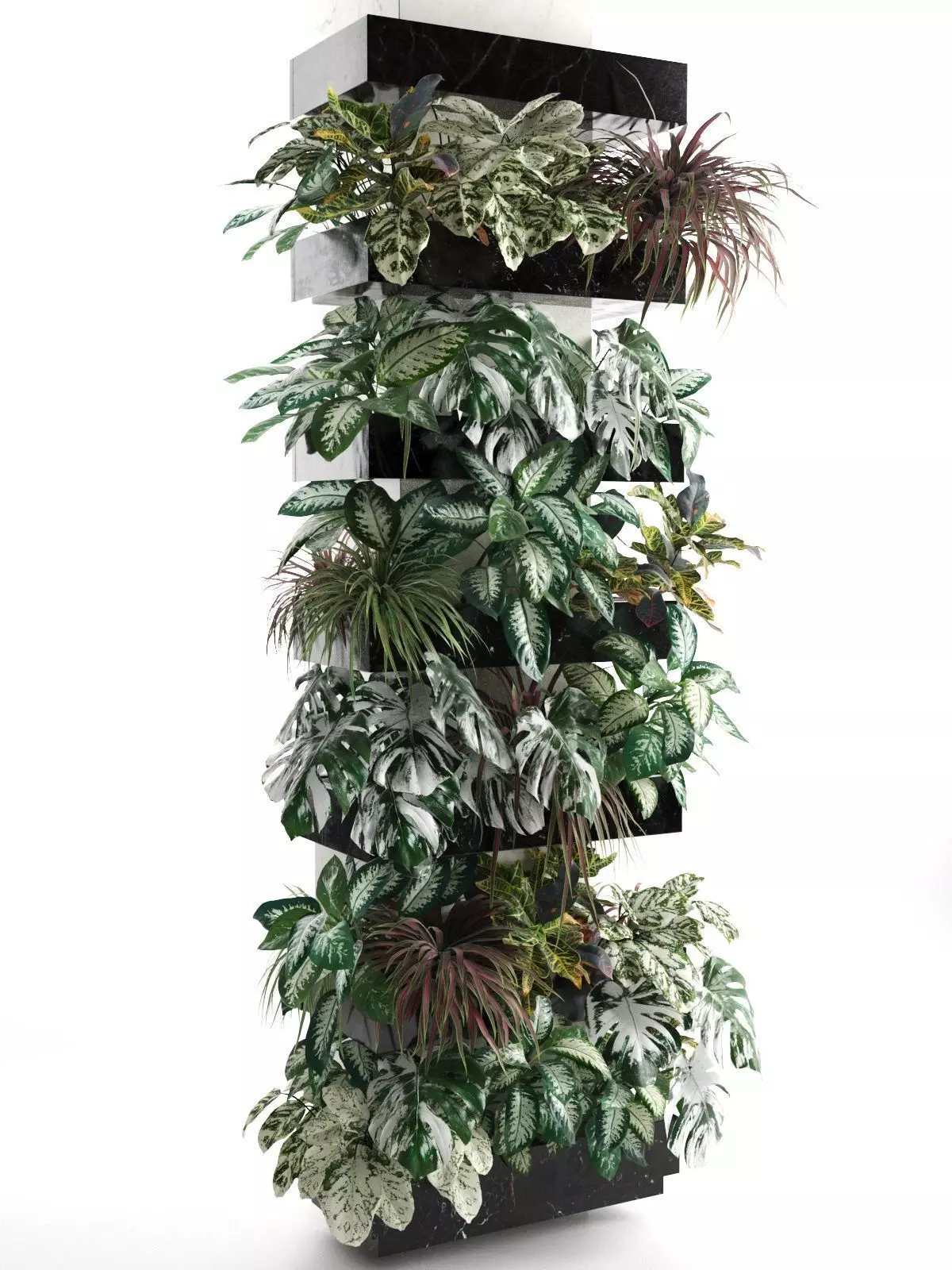 Square Column with Plants 3D model