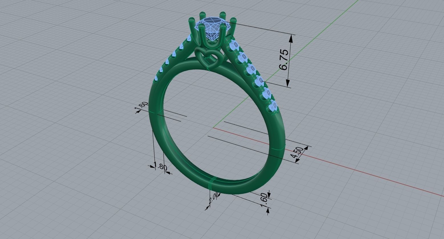 Engagement Ring With Diamond Version 2 3D print model_3