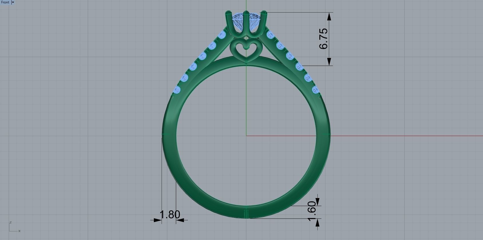 Engagement Ring With Diamond Version 2 3D print model_1