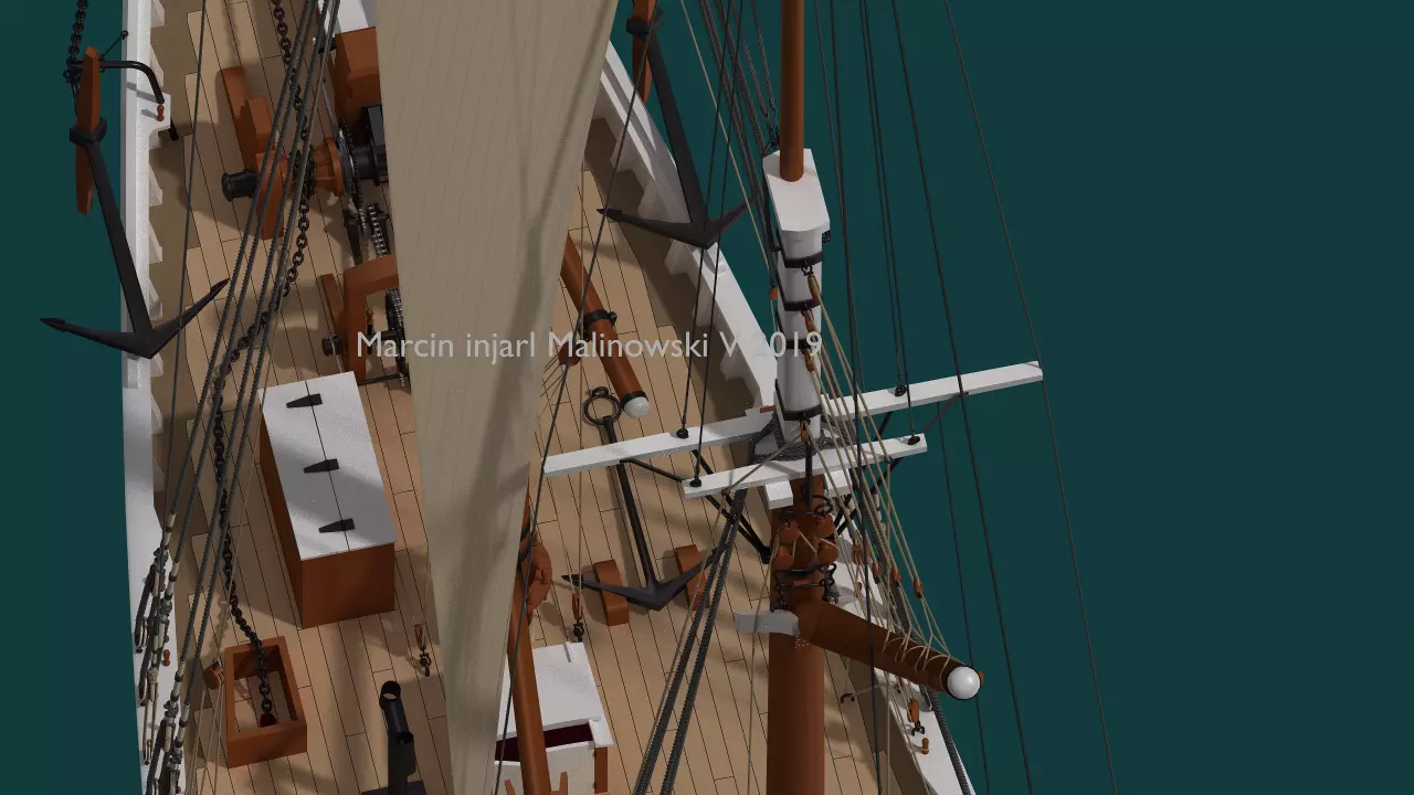 Bluenose 1921 schooner rigged historically accurate  3D model_0