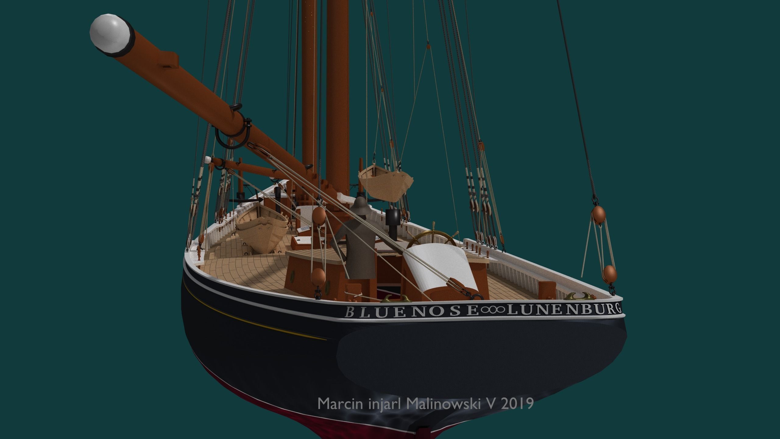 Bluenose 1921 schooner rigged historically accurate  3D model_12