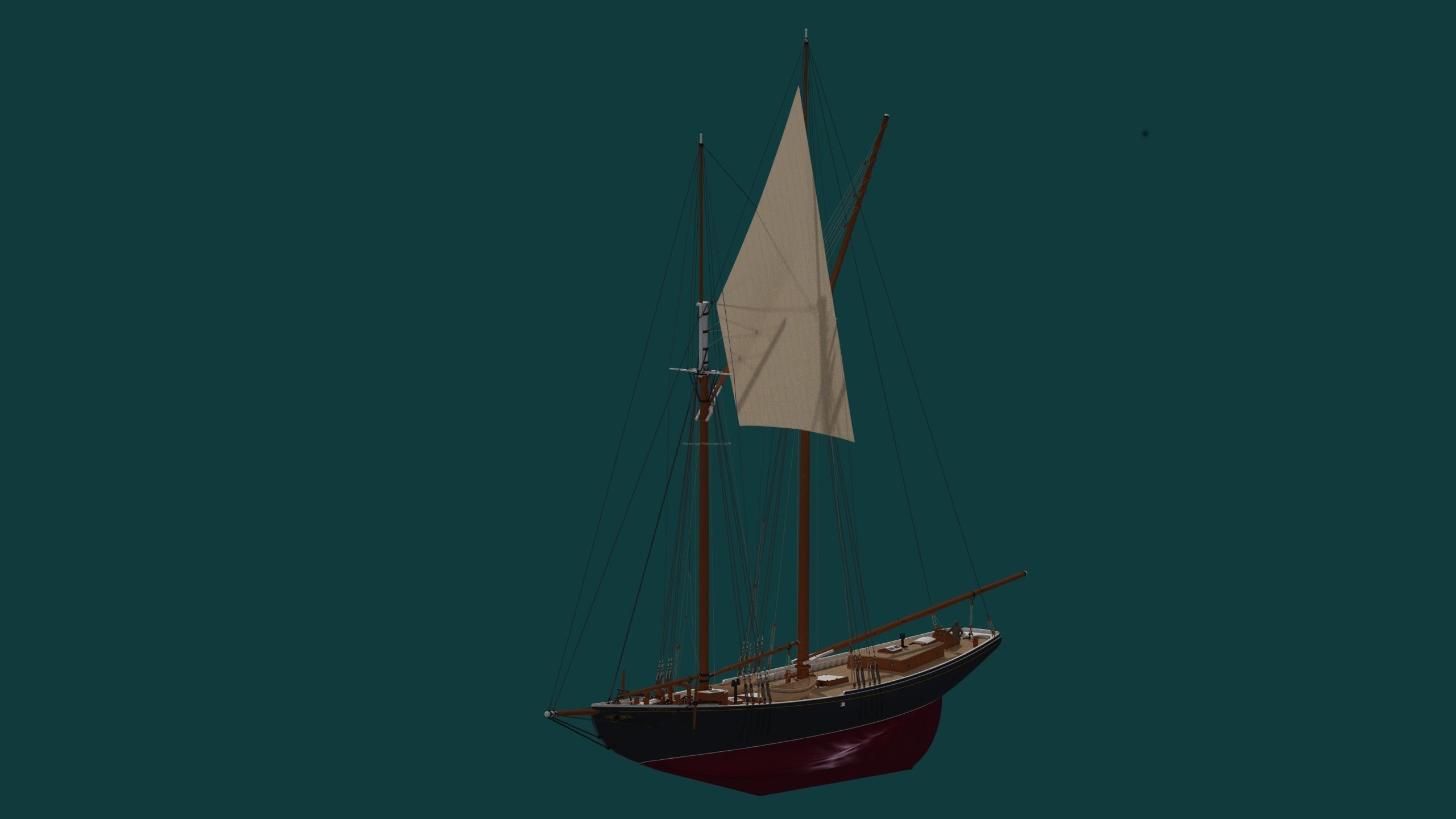 Bluenose 1921 schooner rigged historically accurate  3D model_1